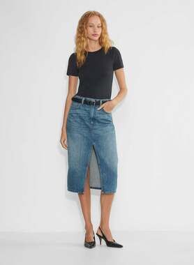 Aritzia Denim Forum The '90s Halle Midi Skirt